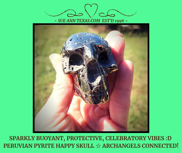 Peruvian Pyrite Happy Skull with Buoyant, Protective & Very Celebratory Vibes!! - SueAnnTexas.Com & The Shoppe