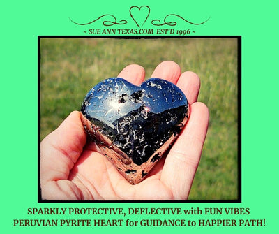 Peruvian Pyrite Heart. Highly Polished & Protective. Small Sparkly Open Spaces Exploding with Fun Vibes! - SueAnnTexas.Com & The Shoppe