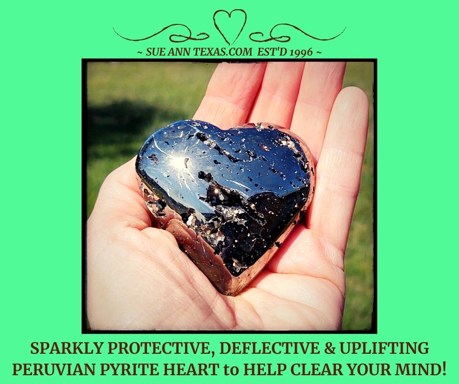 Peruvian Pyrite Heart. Highly Polished & Protective. Sparkly Open Spaces Oozing Uplifting Vibes! - SueAnnTexas.Com & The Shoppe