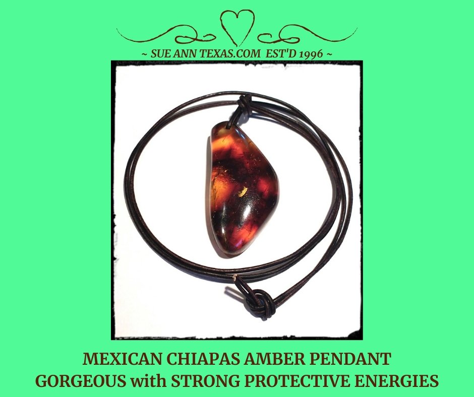 SOLD: Chiapas Amber Pendant. Gorgeous & Strong Energies with Jaguar Spirit. - SueAnnTexas.Com & The Shoppe