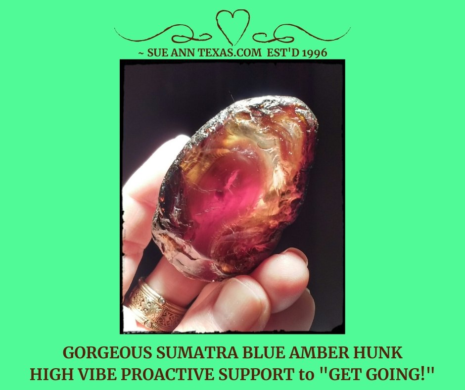 SOLD: Sumatra Blue Amber Piece: Beautiful Hunk of Support!! - SueAnnTexas.Com & The Shoppe