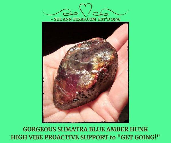 SOLD: Sumatra Blue Amber Piece: Beautiful Hunk of Support!! - SueAnnTexas.Com & The Shoppe